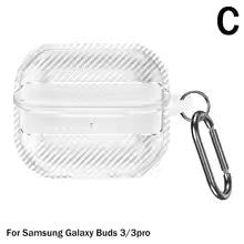 For Samsung Galaxy Buds 3 Pro Earphone Case With Climbing Buckle Cover Shockproof Dustproof TPU Carbon Fiber Texture Shell 