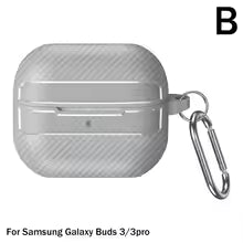 For Samsung Galaxy Buds 3 Pro Earphone Case With Climbing Buckle Cover Shockproof Dustproof TPU Carbon Fiber Texture Shell ﻿