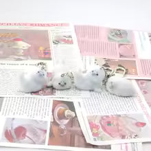 1Pcs Cute Flocking Resin Seal Love Keychain Animal Plush Dolls Pendant for Bag Mobile Phone Charms Home Decoration Making crafts