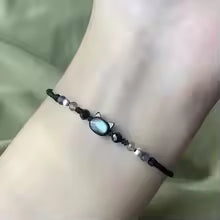 2pcs Natural Moonstone Obsidian Bracelets Couple Minimalist Bracelet Handmade Cute Black White Cat Bracelet Party Jewelry Gifts
