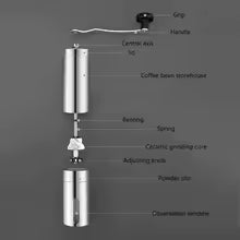 Stainless Home Portable Manual Coffee Grinder Hand Coffee Mill with Ceramic Burrs Adjustable Settings Portable Hand Crank Tools