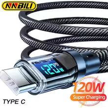 NNBILI 120W USB C and USB A charging cables with LED display screen, USB C=C-C，USB A=A-C,Xiaomi iPhone、 Samsung not compatible